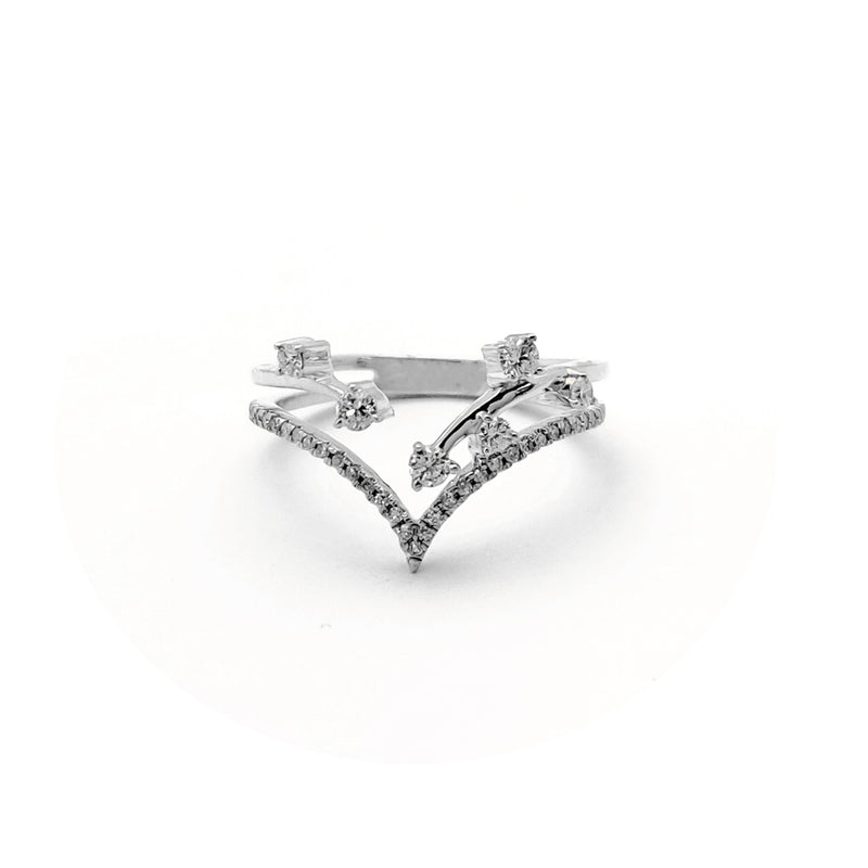 Diamond Starry Chevron Ring (14K)