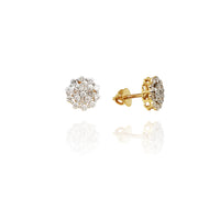 Diamond Sunflower Stud Earrings (14K)
