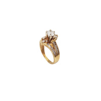 Diamond Swirl Oval Stairs Engagement Ring (14K)