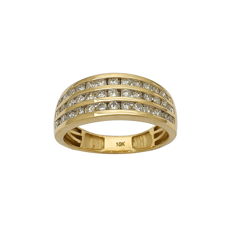 Diamond Three-Rows Men's Ring (10K) Popular Jewelry New York