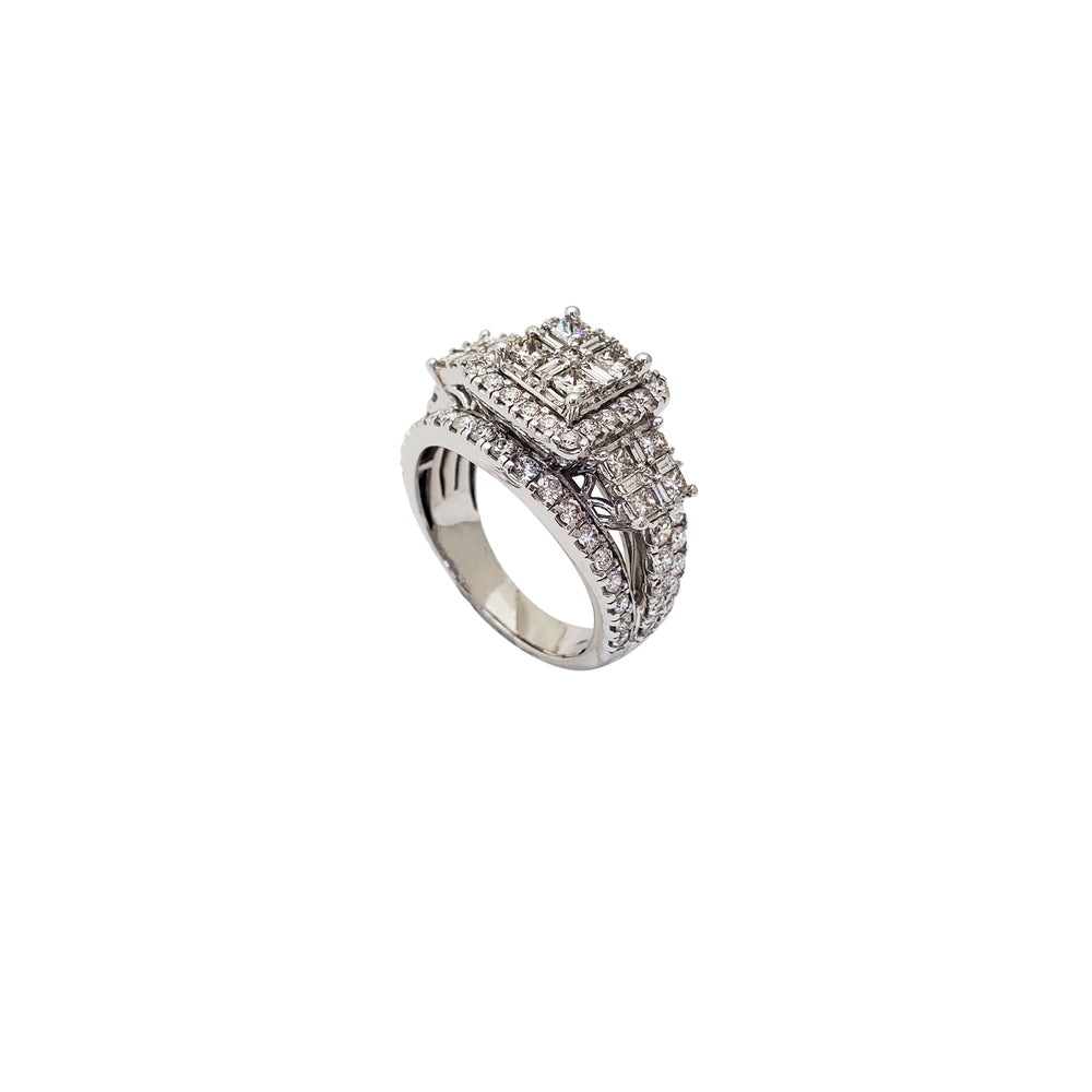 Diamond Three Square Ring (14K)
