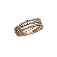 Dijamantne trobojne perle, trodijelni prstenovi (10K) Popular Jewelry New York