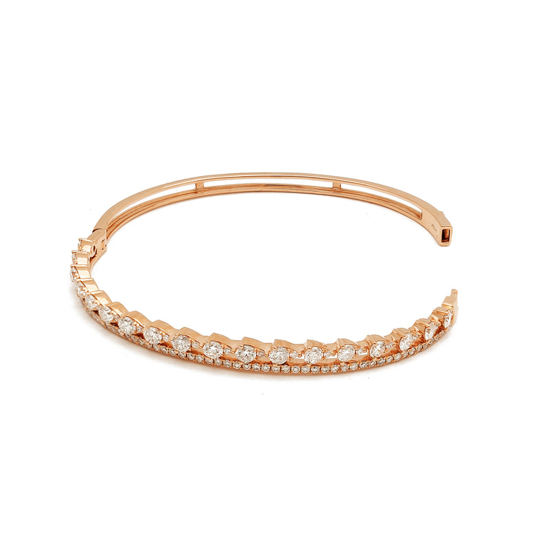 Pave Diamond Bangle Bracelet (14K) 2.15cts 10.3g QYOL-JA Rose Gold, Real Diamond, Popular Jewelry