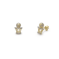 Deimantiniai krepšinio rutulio ir apkabos auskarai (10K) Popular Jewelry NY