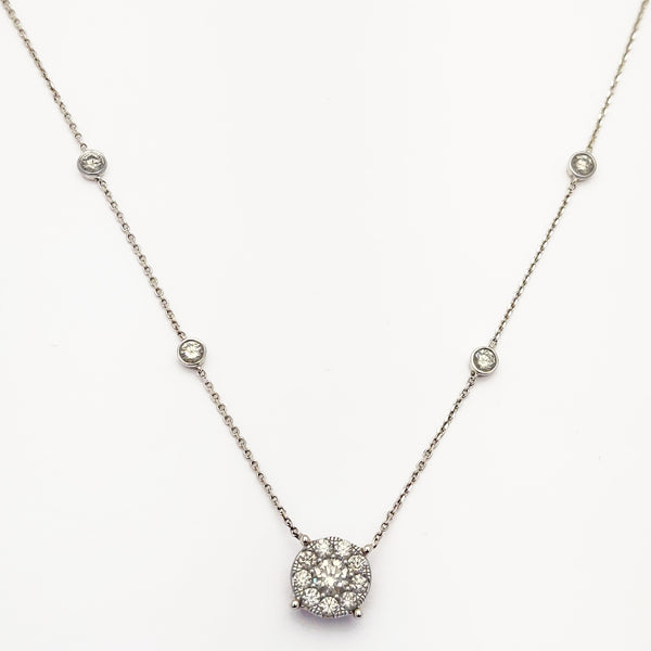 Diamond Bezel & Cluster Necklace (14K) Popular Jewelry New York