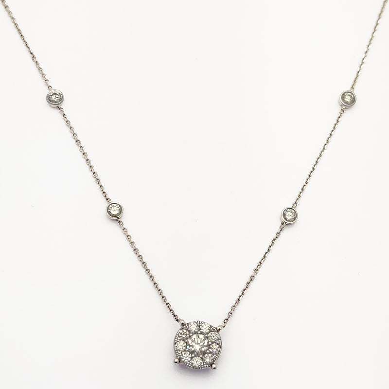 Diamond Bezel & Cluster Necklace (14K) Popular Jewelry New York