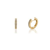 Diamond Channel Setting Huggie Earrings Yellow Gold (14K) Popular Jewelry New York