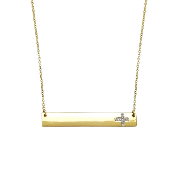 Diamond Cross Bar Necklace (14K) Popular 'Jewelry New York