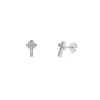 Diamond Cross Stud Earrings White Gold (14K) Popular Jewelry New York