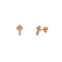 Diamond Cross Stud Earrings Rose Gold (14K) Popular Jewelry New York