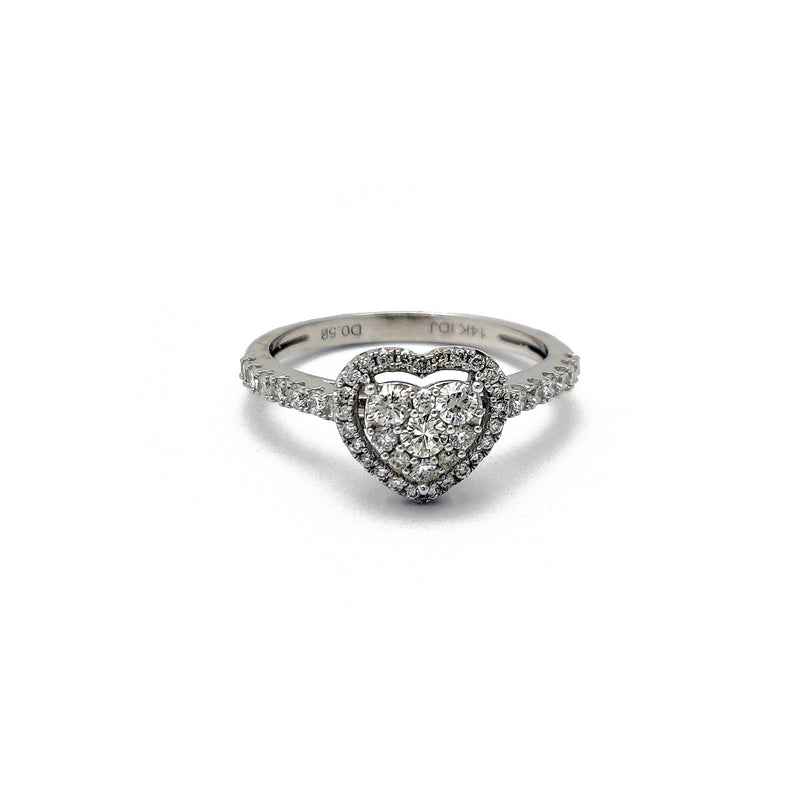 Diamond Double Heart Shaped Ring (14K) Popular Jewelry New York