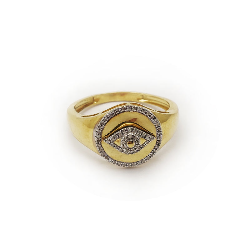 Diamond Evil Eye Signet Ring (10K) – Popular J