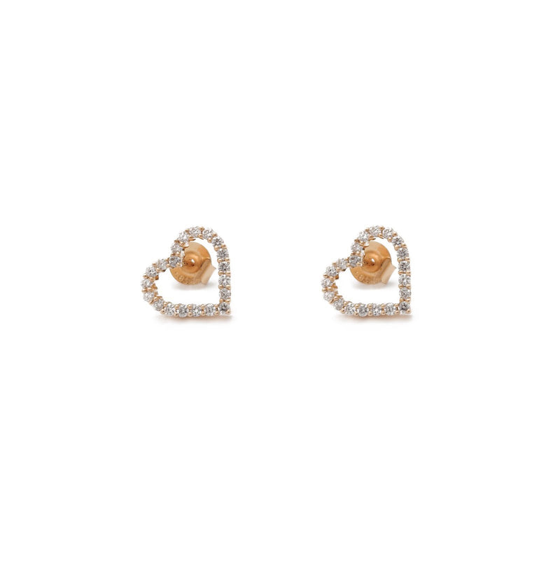 Diamond Heart Shaped Stud Earrings Rose Gold (14K) Popular Jewelry New York