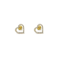 Diamond Heart Shaped Stud Earrings Yellow Gold (14K) Popular Jewelry New York