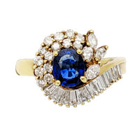 Diamond Helix Sapphire Cocktail Ring (18K) Popular Jewelry New York