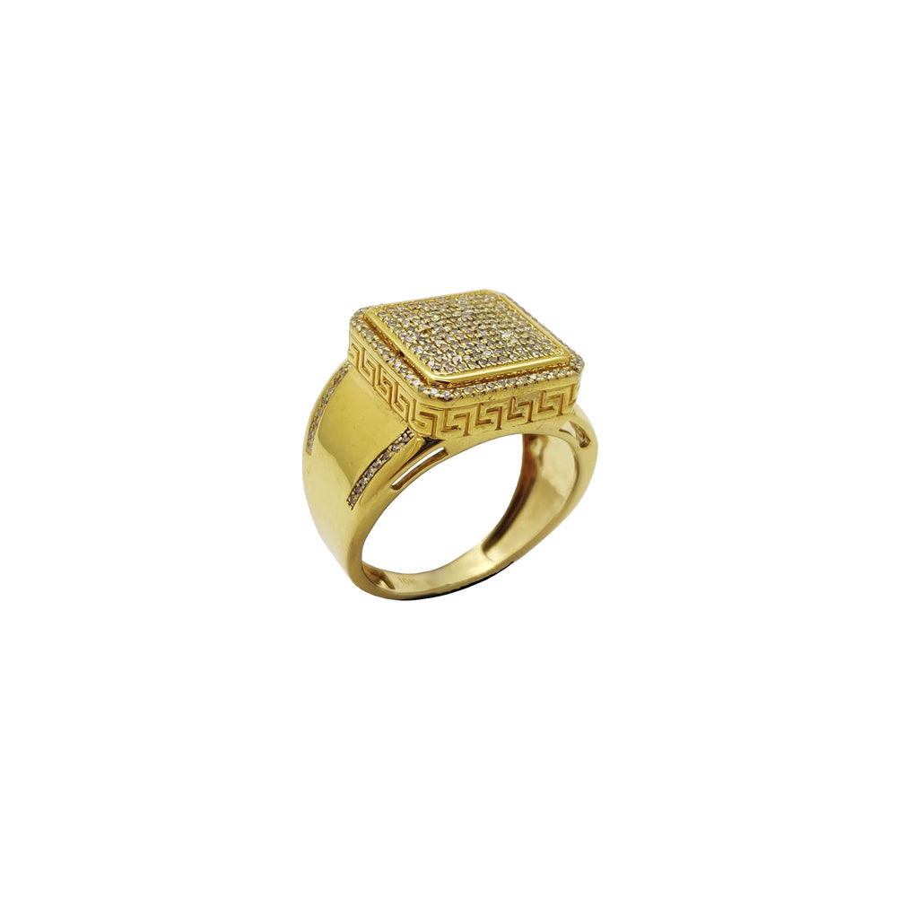 Diamond Iced-Out Square Greek Ring (10K) Popular Jewelry New York