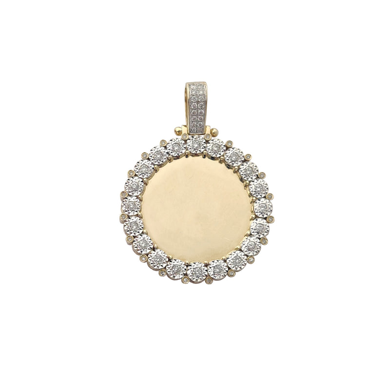 Diamond Invisible Set Medallion Pendant (10K) Popular Jewelry New York