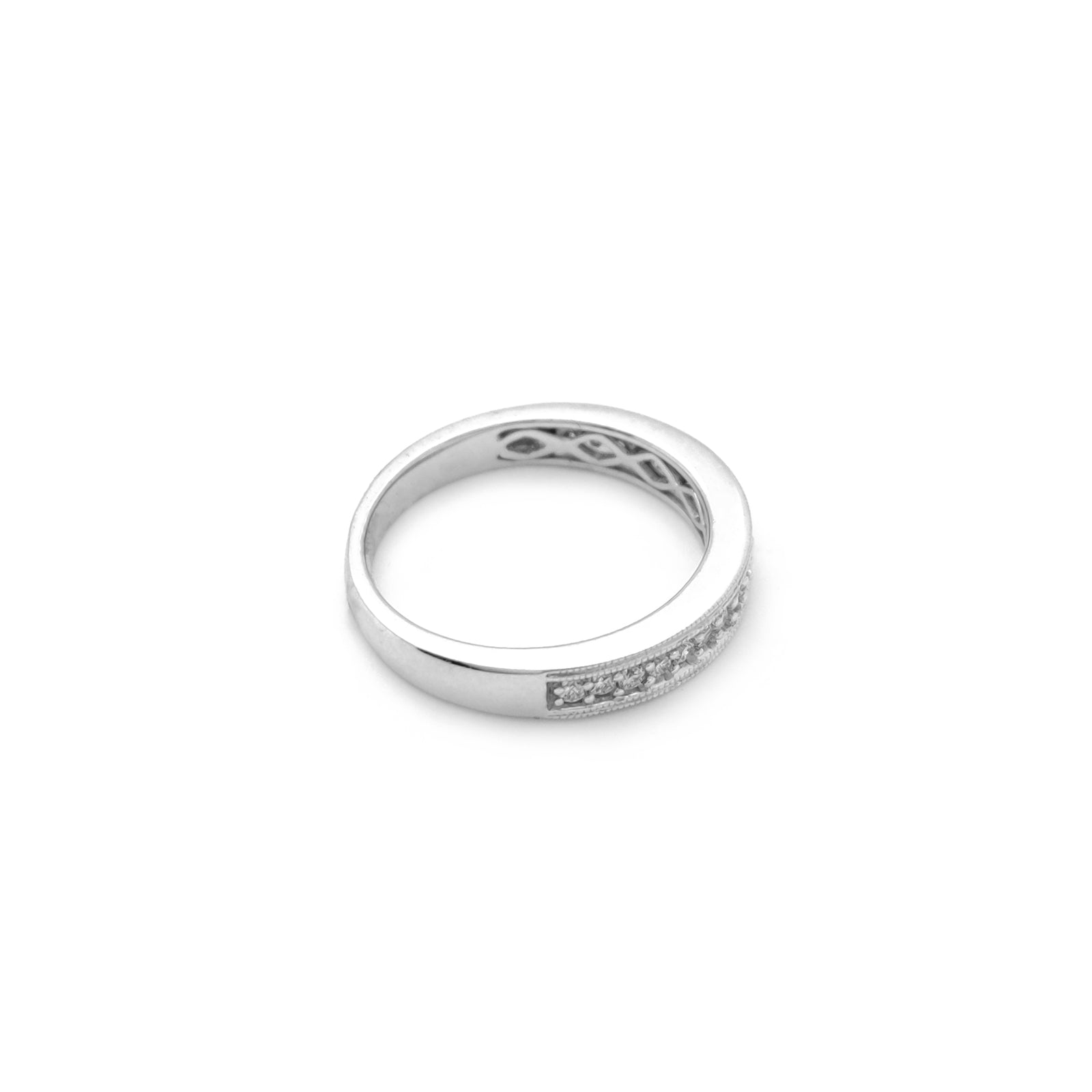 Diamond Milgrain Channel Setting Wedding Band (14K) – Popular J