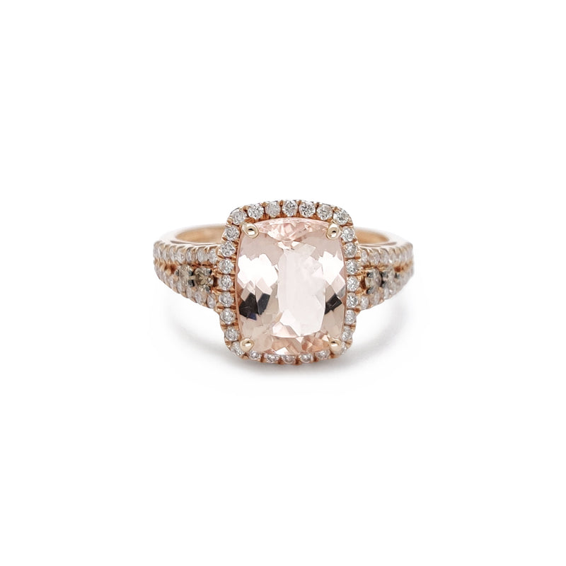 Diamond & Morganite Halo Radiant Ring (14K) Popular Jewelry New York
