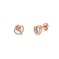 Diamond Outline Heart Stud Earrings Rose Gold (14K) Popular Jewelry New York