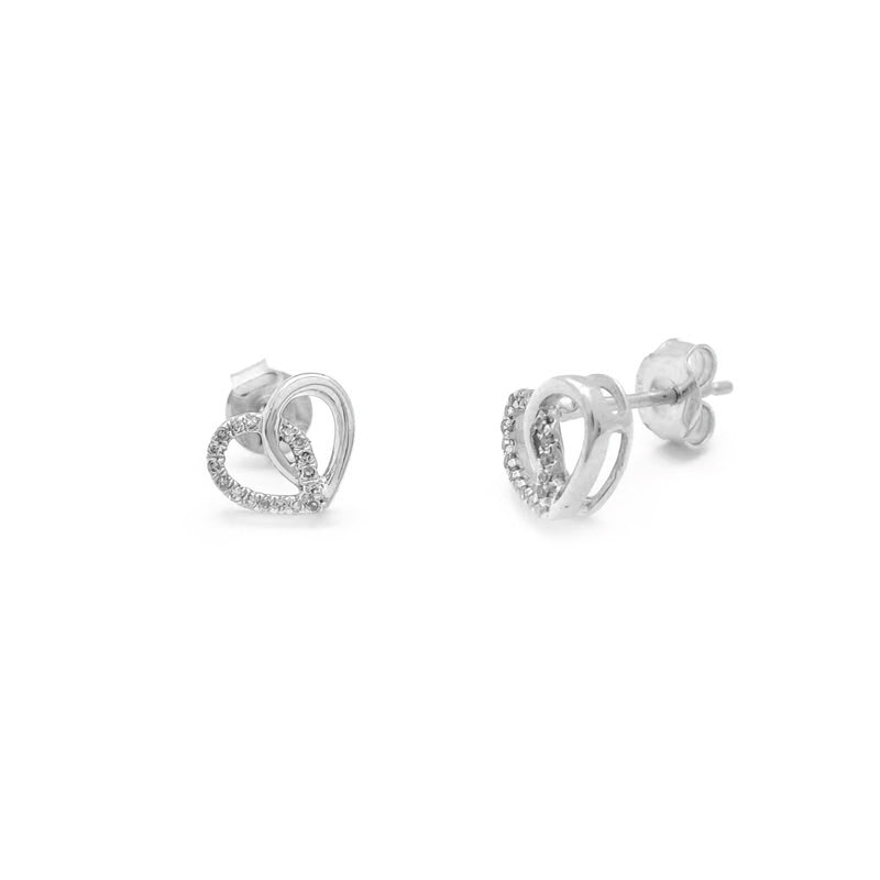 Diamond Outline Heart Stud Earrings White Gold (14K) Popular Jewelry New York