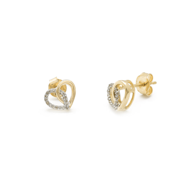 Diamond Outline Heart Stud Earrings (14K) Popular Jewelry New York