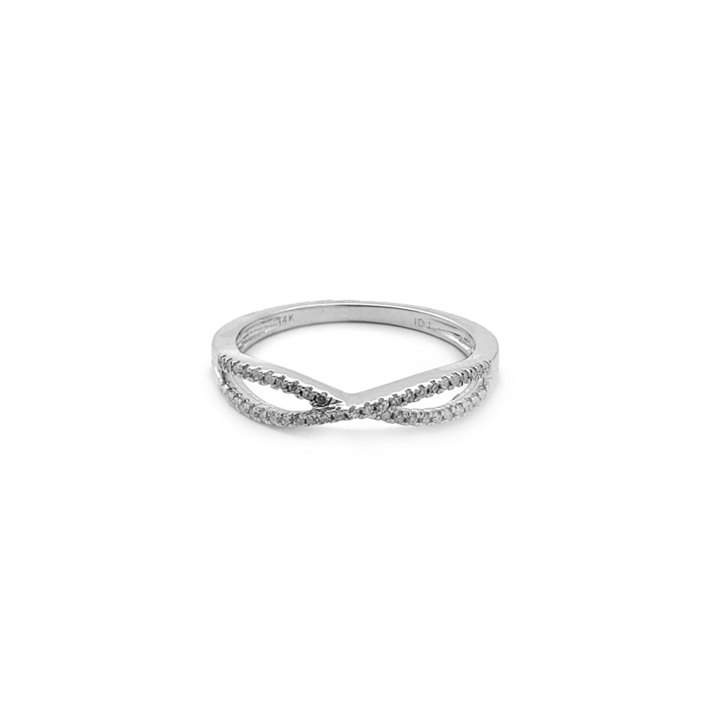 Diamond Pave Criss Cross Band Ring (14K) Popular Jewelry New York