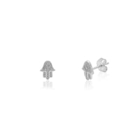 Diamond Pave Hamsa Hand Stud Earrings White Gold (14K) Popular Jewelry New York