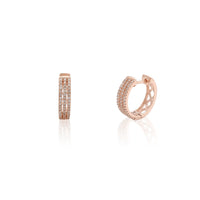 Diamond Pave Triple Rows Huggie Earrings (14K) Popular Jewelry New York