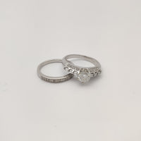 Diamond Pave iki hissəli nişan üzüyü dəsti (14K) Popular Jewelry New York