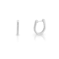 Diamond Pave U-Shaped Huggie Earrings White Gold (14K) Popular Jewelry New York