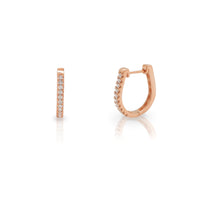 Diamond Pave U-Shaped Huggie Earrings Rose Gold (14K) Popular Jewelry New York