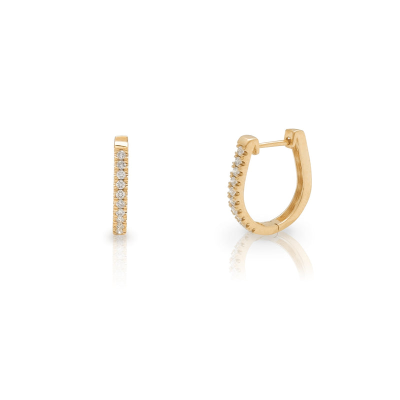 Diamond Pave U-Shaped Huggie Earring Yellow Gold (14K) Popular Jewelry New York