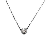 Diamond Round Bezel Setting Necklace (14K) Popular Jewelry New York