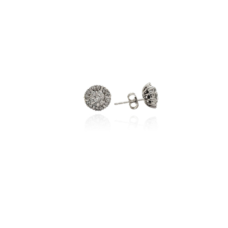 Diamond Round Flower Design Earrings (10K) New York Popular Jewelry