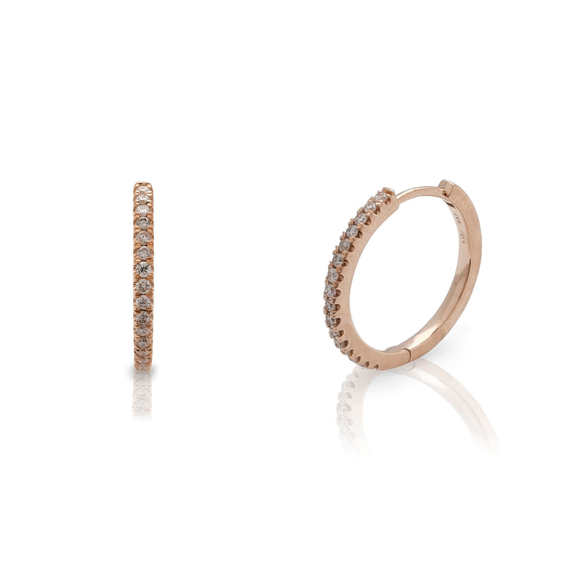 Diamond Traded Prong Huggie Rose Gold Earrings (14K) Popular Jewelry New York