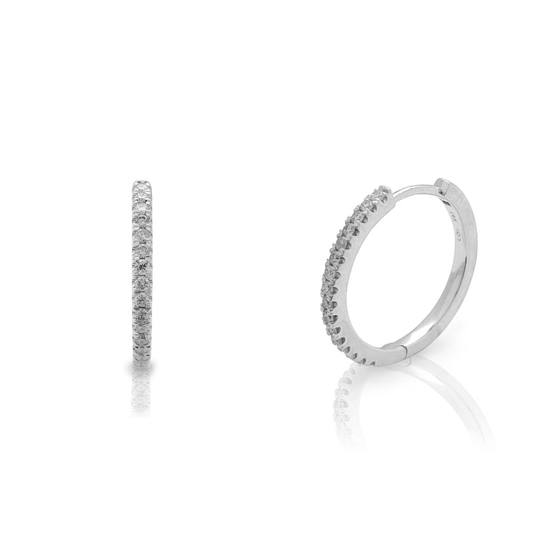 Diamond Traded Prong Huggie White Gold Earrings (14K) Popular Jewelry New York