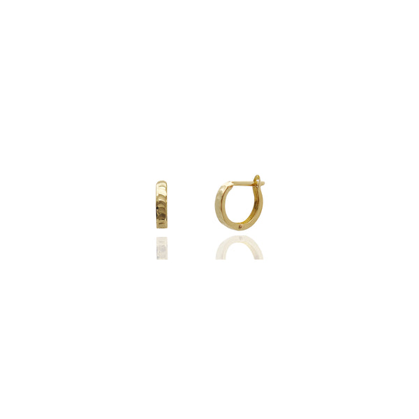 Diamond Cut Huggie Earrings (14K) Yellow Gold