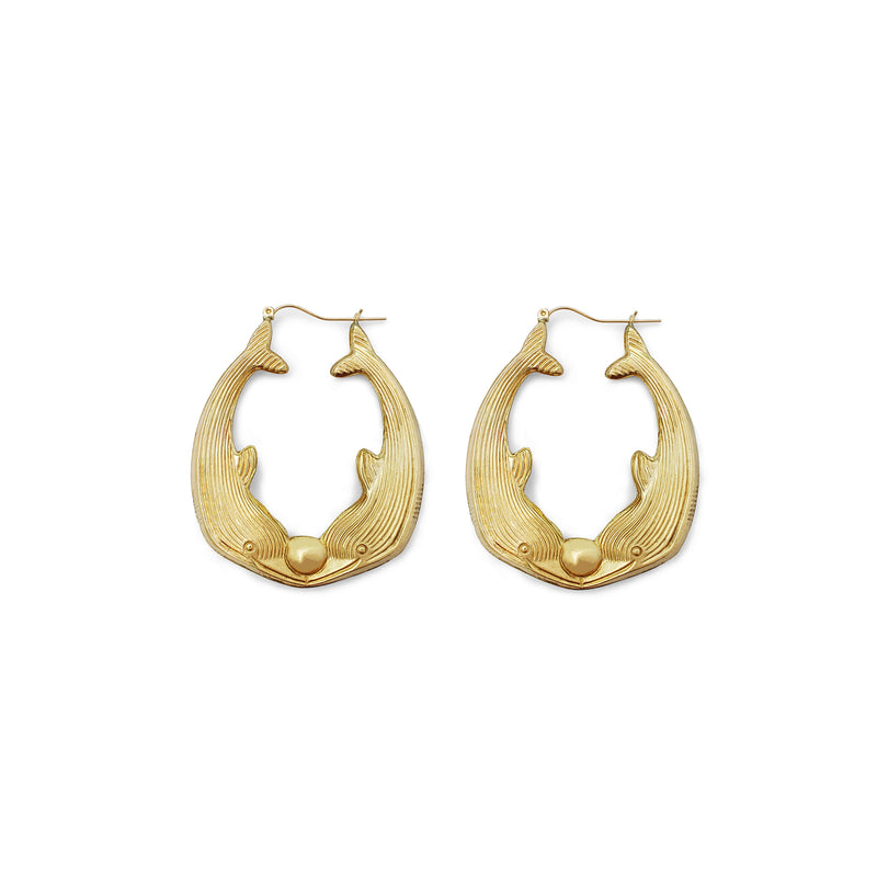 Dolphin Hoop Earrings (10K) Popular Jewelry New York