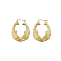 海豚圈形耳环（10K） Popular Jewelry 纽约