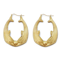 海豚圈形耳环（10K） Popular Jewelry 纽约