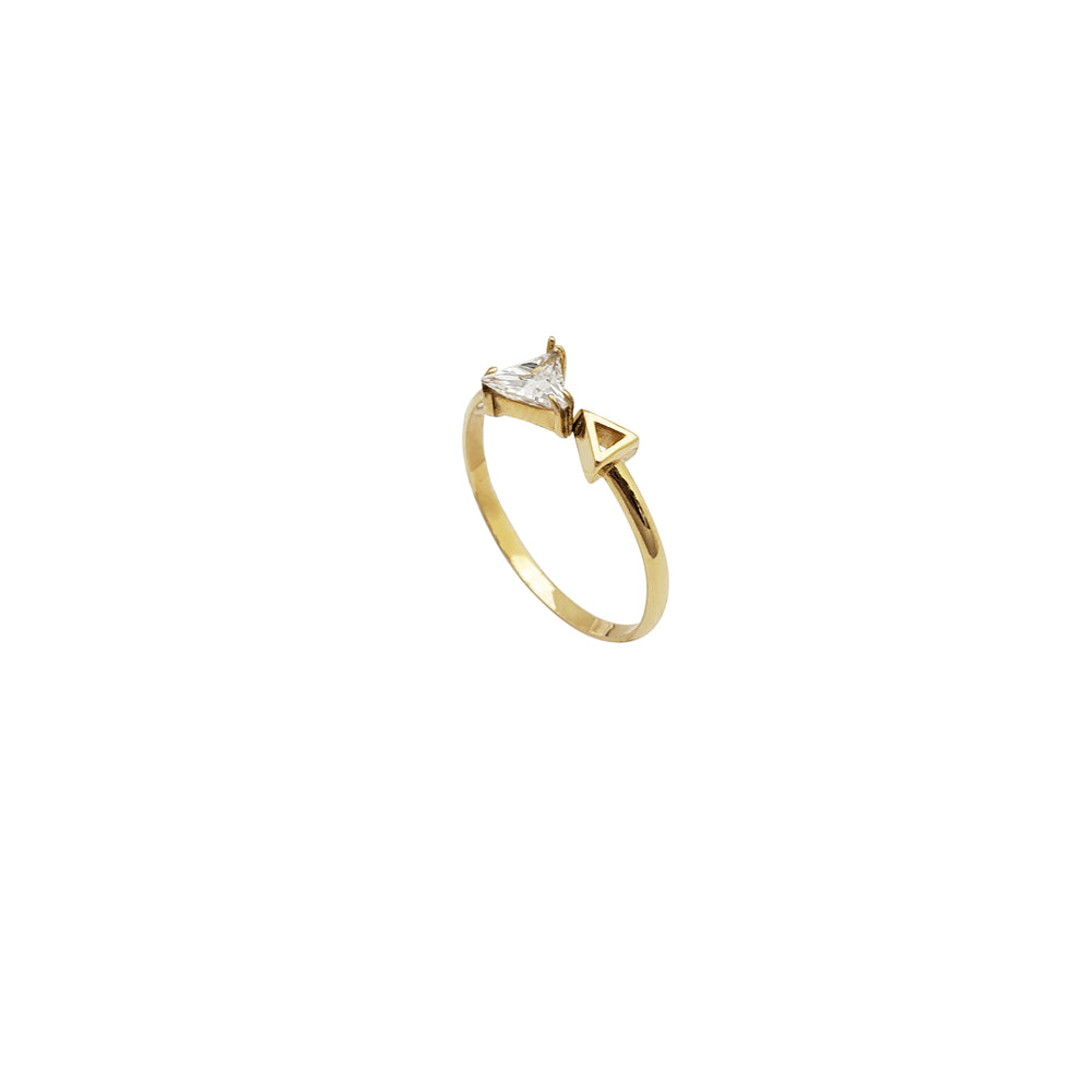 Double-Triangle CZ Ring (14K)