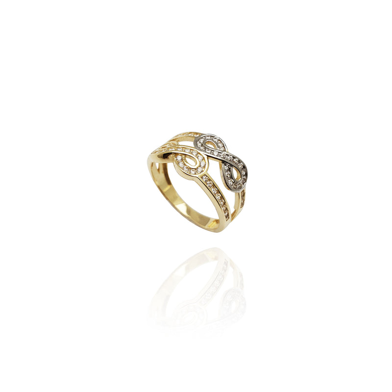 Two-Tone CZ Double Infinity Ring (14K)