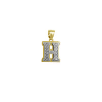 Two-Tone Double-Layered Textured Initial Pendant (14K)