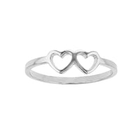 Double Outlined Hearts Ring (Silver) Popular Jewelry New York