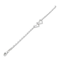 Double Heart Bracelet CZ (14K) White Gold, Popular Jewelry