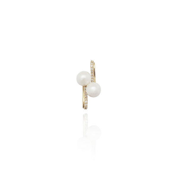 Double Pearl Pin CZ Pendant (14K) New York Popular Jewelry