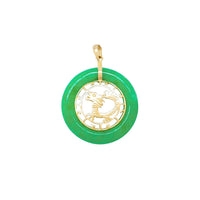 Pendentif en jade rond dragon (14K) Popular Jewelry New York