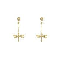 Zirconia Dragonfly Stud Dangling საყურეები (14K) Popular Jewelry ნიუ იორკი