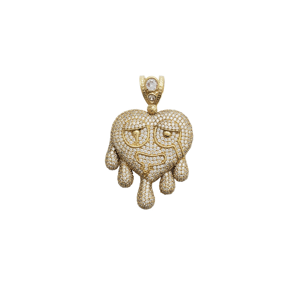 Dripping Heart CZ Pendant (14K)